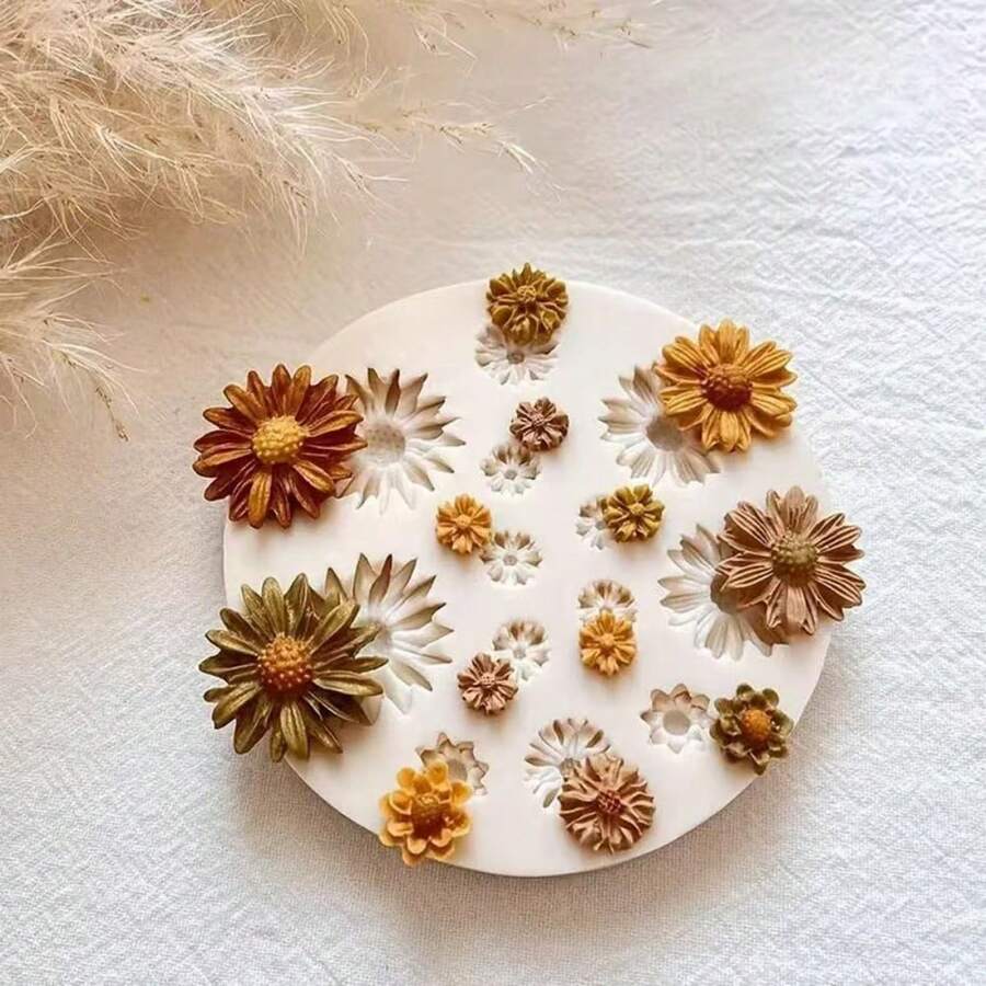 1pc Mini Sunflower Silicone Mold, Daisy Shaped DIY Resin Mold - White - View 1