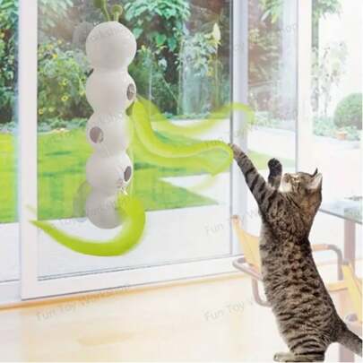 追虫趣猫玩具，智能感应自动逗猫器，猫咪自解闷神器，毛毛虫玩耍。