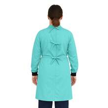 Bata Medica Antifluidos Unitalla marsupial puño con pasador de pulgar fresca suave cordones ajustables - Agua - Ver 2