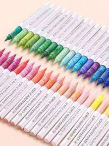 朗格9色/套，全新288色专业套装，207色丙烯马克笔，软头大容量墨水，颜色均匀，无异味，覆盖力强，适用于石头、玻璃、陶瓷、复活节彩蛋、金属、木材等材质的艺术创作，学生水彩笔，美术学生双头油性马克笔，小学绘画书画笔，DIY创作，适合学校美术用品，返校必备 - 彩色 - 查看 6