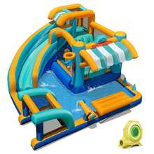 Lifezeal Inflatable Water Park With Market Stand Climbing Wall Basketball Rim - 美規B型插(110-127V) - 查看 12