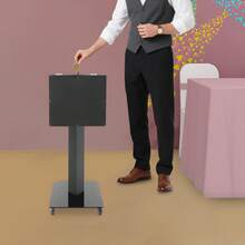 RibasuBB Suggestion Ballot Box With Lock, Key, And Wheels - Floor Standing Donation Box For Events, Offices, And Feedback Collection - Black - View 2