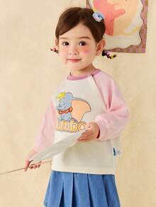 mini bala 女宝宝小飞象卡通长袖T恤柔软舒适可爱日常上衣 - 粉紅 - 查看 2
