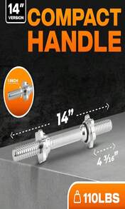 Yes4All Pair Of Threaded Dumbbell Handles 14_16_18_24 Inch, Chrome_Rubber Grip, Fit 1" Plates, Weight Bar Connector - Apricot - View 3