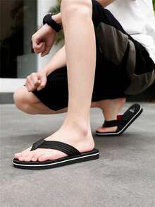 Men's Summer New Casual Thong Sandals, Versatile, Thick Sole, Comfortable, Breathable, Durable, Outdoor Beach Flip Flops