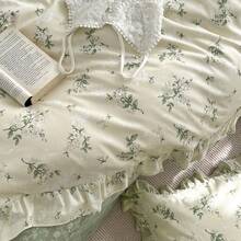 Vclife Vintage Floral Comforter Set Four Sizes, All Seasons Muslin Cotton Bedding Set, 3 Pieces Farmhouse Shabby Chic Jacquard Floral Comforter Set Perfect For Women And Men - 胖被套裝-茶藝師 - 查看 4