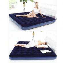 Colchón Inflable Matrimonial Con Bomba Aire Color Azul Hasta 300kg De 191cm X 137cm X 22cm Pvc Forrado Con Vellón, Portátil Exterior Genérica Camping - Morado - Ver 7