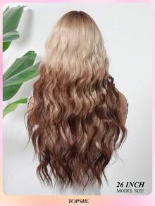 TOPSHE 26 Zoll langes, lockiges Ombre-Haar mit Pony, lockige Wellen, synthetische gewebte Perücken für Frauen, weiches, hitzebeständiges Kunsthaar, Alltag, Halloween-Kostüm, Halloween, Festivalgeschenk