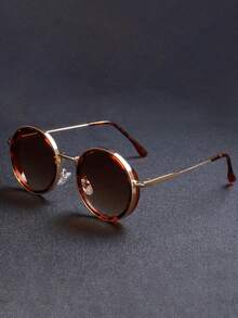 1pc New Retro Steampunk Small Round Metal Fashion Glasses Women Men Daily Simple Wild Street Festival Party Wear Fashion Glasses Female Suitable For Daily Casual Wear Glasses - Multicolor - View 12