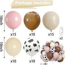 60Pcs Cow Print Balloons, Pastel Pink Cow Print Latex Balloons, Pink Cream Beige White Balloons For Birthday Baby Shower Cowgirl Rodeo Farm Animals Gender Reveal Party Decorations Supplies - Multicolor - View 12