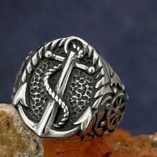 1 pieza Anillo de acero inoxidable, diseño de moda y único, regalo adecuado para amigos, colegas, padres, novio/novia - Plateado - Ver 3