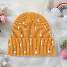 Knit Rhinestone Embellished Hat For Women, Winter Warm Beanies Cap For Outdoor Shopping, Dating, Ski - Màu vàng - Xem 4
