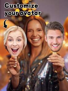 قطعة واحدة ، قص صورة شخصية على عصا ، دعامة كرتون كبيرة الرأس ، وجه كبير الحجم على عصا لخطيبة ، عروس ،حفل تخرج، وجوه المشجعين ، عيد الميلاد ، تحميل مخصص ، مقاوم للماء ، مقاوم للطقس ، بلاستيك مموج ، 20 سم * 30 سم / 7.8 بوصة * 11.8 بوصة - متعدد الألوان - مشاهدة 5