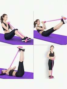 一根四管/六管弹力瑜伽阻力带，多功能拉力绳，带手柄的健身阻力带，适用于腹部、腰部、手臂和腿部训练，多功能踏板助推器，辅助仰卧起坐，开放式肩部设计，瑜伽、健身、训练器材，弹力管。 - 紫色 - 查看 6