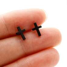 1 Paar Punk Kreuz Ohrstecker, Edelstahl, Party Geschenk