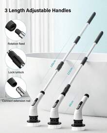 Cepillo Electrico para Baño Limpieza,[IPX7 Resistente al Agua] Cepillo Giratorio para Baño sin con 9 Cabezas de Cepillo Reemplazables,extensible ajustable para baño, cocina, coche, etc. - 1 - Ver 4