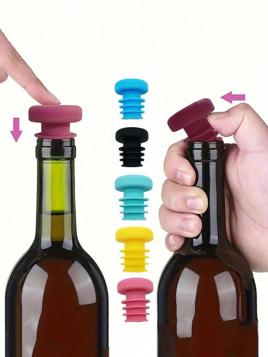 1pc Easy-To-Use Silicone Wine Stopper, Suitable For Wine, Beer, Champagne Bottles, Reusable And Dishwasher To Keep Drinks Fresh - Multicolor - View 1