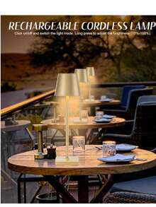 1pc Cordless Rechargeable Lamp With Touch Control, 3-Color & Dimmable LED Desk Lamp For Living Room, Bedroom, Office, Study, Dining Room, Outdoor