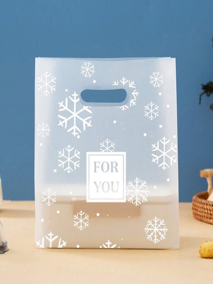 50个雪花图案四指袋 - 食品包装袋 - 水果沙拉袋 - 蛋糕外卖包装袋 - 礼品包装袋 - 手提袋，适合圣诞节 - 彩色 - 查看 1