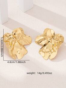 1-Pair Women's Geometric Chic Iron Stud Earrings – Versatile For Weddings, Parties & Daily Wear, Sleek Minimalist Style - Vàng - Xem 5