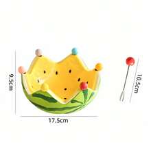 一套西瓜造型陶瓷水果盘，配有水果叉，大容量设计，适合客厅茶几使用，可用作水果碗或盘子，可爱的家居装饰品 - 彩色 - 查看 14