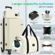 tooluck Bộ hành lý xách tay 3 món, vali ABS PC có bánh xe, hộp đựng đồ du lịch cứng cáp 20 inch kèm túi duffel, màu be, vali kéo, vali xoay, hành lý du lịch, vali cứng, vali xách tay, đồ dùng du lịch bền chắc, phù hợp cho nam, nữ, đi nghỉ mát, công tác, dung tích lớn, phụ kiện du lịch, hộp đựng đồ du lịch, đồ dùng cần thiết khi đi du lịch. - Màu be - Xem 1
