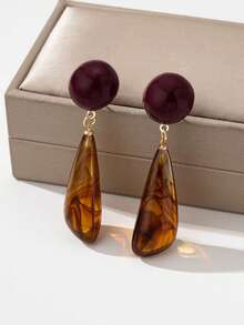 1 Đôi bông tai hình giọt nước bằng nhựa ABS màu đỏ thời trang và thanh lịch dành cho nữ - Hoa tai nhựa - Xem 7