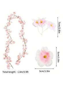 1/2/3pcs 70.87in Artificial Flowers Cherry Blossom Vine Garland Plant Artificial Ivy Garland, Fake Plants, Flower Bouquet, For Wedding Decorations, Fall Decorations For Home, Home Decor, Table Decoration, Pink Decor, Room Decor, Balcony Decor