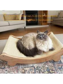 High-Quality Wooden Cat Scratching Post With Curved Cat Bed - Sturdy Furniture Protector, Durable Velvet Material, Easy Assembly, Space Saving Design, Including Replacement Pads & Claw Care Accessories - Essential For Indoor Cats - Multicolor - View 11