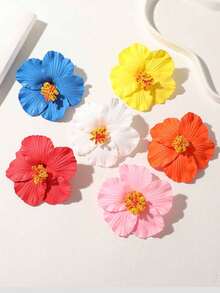 4 PCS Frangipani Flower Hair Clips, Hawaiian Tropical Hair Accessories, Artificial Plumeria Claw Clips For Women, Perfect For Beach Parties, Weddings, Summer Festivals, Tropical Vacations, Back-To-School Events, Hair Claws, Hair Slide, Hair Barrettes, School Stuff - Multicolor - View 7