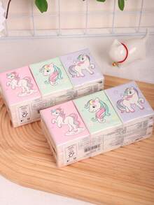 Serviettes en papier à motif d'ours blanc mignon, mouchoirs en papier portables et adorables en mini format, 3/6/9/18 paquets, emballage à motif de poney arc-en-ciel