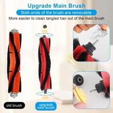 Paquete de 2 cepillos de limpieza originales para aspiradoras S5 Max, S6 Pure, S6 MaxV - Repuestos de cepillo principal y cepillo de silicona, accesorios lavables y extraíbles para aspiradora robot