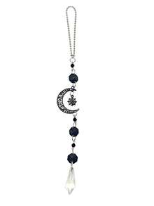 Halloween Gothic Car Rearview Mirror Hanging Ornament Black Moon Spider Web Crystal Suncatcher For Car Interior Decoration - Black - View 10