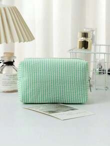 1pc Polka Dot Mesh Cosmetic Bag, Embroidered Striped Travel Toiletry Organizer, Suitable As Birthday Gift, Stylish Makeup Bag For Travel, Beach, Bathroom, Bedroom, Large Capacity - 彩色 - 查看 6