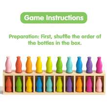 10 pares de botellas - Juguete de clasificación de colores de madera Montessori para niños - Juego de lógica para volver a la escuela, regalo de emparejamiento para niños pequeños