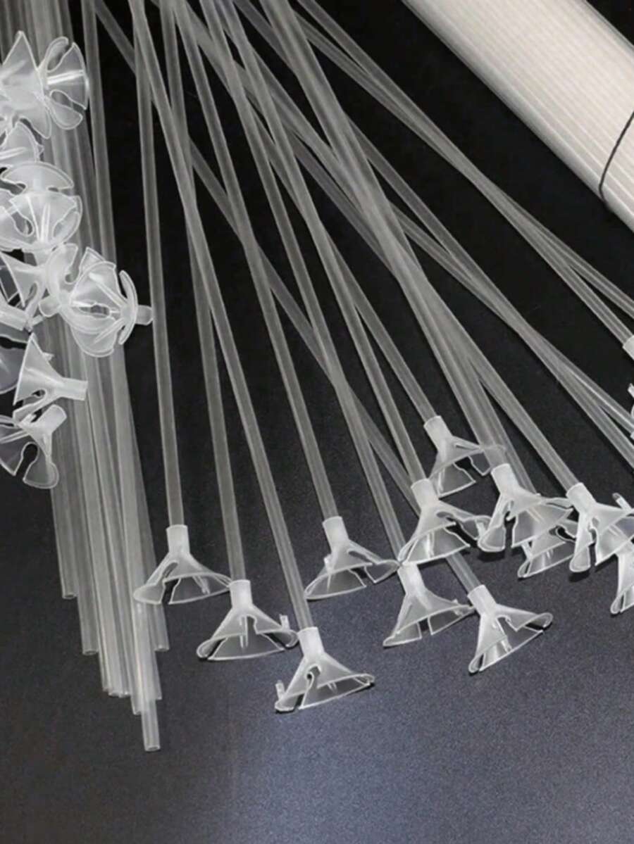 10 件/20 件/30 件/40 件塑料气球固定扣和棒，简单透明的气球支架，适合派对。