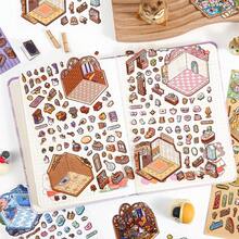 1 peça/4 peças Adesivos Criativos de Paisagem Miniatura 3D