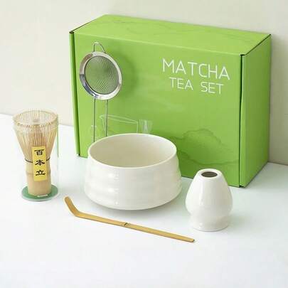 1pc/5pcs Matcha Bowl, Matcha Whisk, Matcha Scoop, Matcha Spoon, Matcha Sifter, Matcha Cloth, Ceramic Matcha Tea Set, Japanese Style, Gift Set For Holidays, Christmas Gift