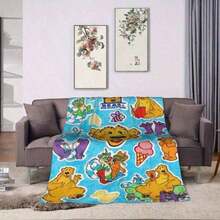 Bear In The Big Blue House Soft Flannel Blanket - Cozy All-Season Gift Blanket With Playful Bear & Friends Design, Perfect For Home Decor, Office, Or Travel, Allseason Blanket |   Playful Design |   Polyester Blend, Bear Blanket - 280GSM It's An Interesting Gift For Birthdays, Christmas, Halloween, Thanksgiving And New Year For Female Family Members, Friends, Classmates, Best Friends And Boyfriends And Girlfriends. It's Suitable For Napping, Camping And Cute Home Decoration And For Pet For All Seasons, Machine Washable. Applicable For Sofa, Bedding, Office, Also Suitable For Camping And Travel, An Ideal Gift For Birthdays And Holidays. - 如圖所示 - 查看 2