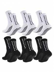 3/6 双男女通用圆点防滑足球袜，透气耐磨运动袜，适合跑步、瑜伽、健身、秋季袜子