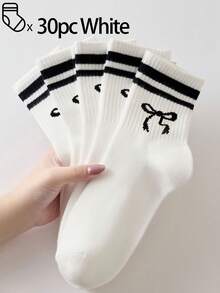 40 peças/30 peças/24 peças Meias Esportivas Confortáveis Unissex, Adequadas para Esportes e Treinamento, Meias Longas Femininas, Adequadas para Uso Casual e Empresarial, Antibacterianas, Macias, Nas Cores Preto e Branco, Resistentes a Odores, Absorventes de Umidade, Leves e Respiráveis, Adequadas para Outono e Inverno, Também Disponíveis em Embalagens de 20 peças/10 peças/8 peças/6 peças/4 peças/2 peças. Altamente Respiráveis.