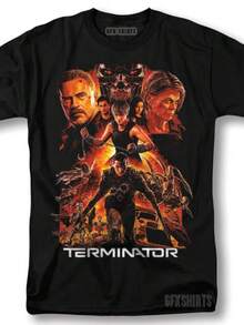 Terminator Shirt Graphic Movie Classic Retro Vntg Graphic Design T-Shirt - Black - View 1
