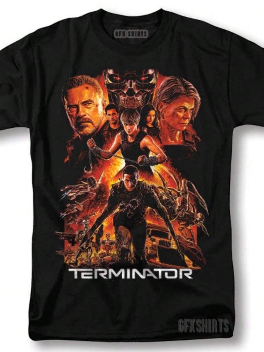 Camiseta con gráfico de Terminator, diseño gráfico retro clásico de película - Negro - Ver 1