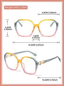 LALAMOLI 圆形全框透明眼镜，装饰镜腿设计，配有精美包装，适合日常佩戴和节日礼物 - 彩色 - 查看 4