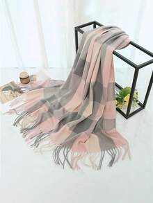 1pc Elegant Vintage Classic Plaid Faux Cashmere Scarf, Warm And Windproof, Suitable For Outings, Commuting, Campus, Formal Events, Outdoor, Travel And Photography, Fashionable And High-End, Versatile Clothing Accessory