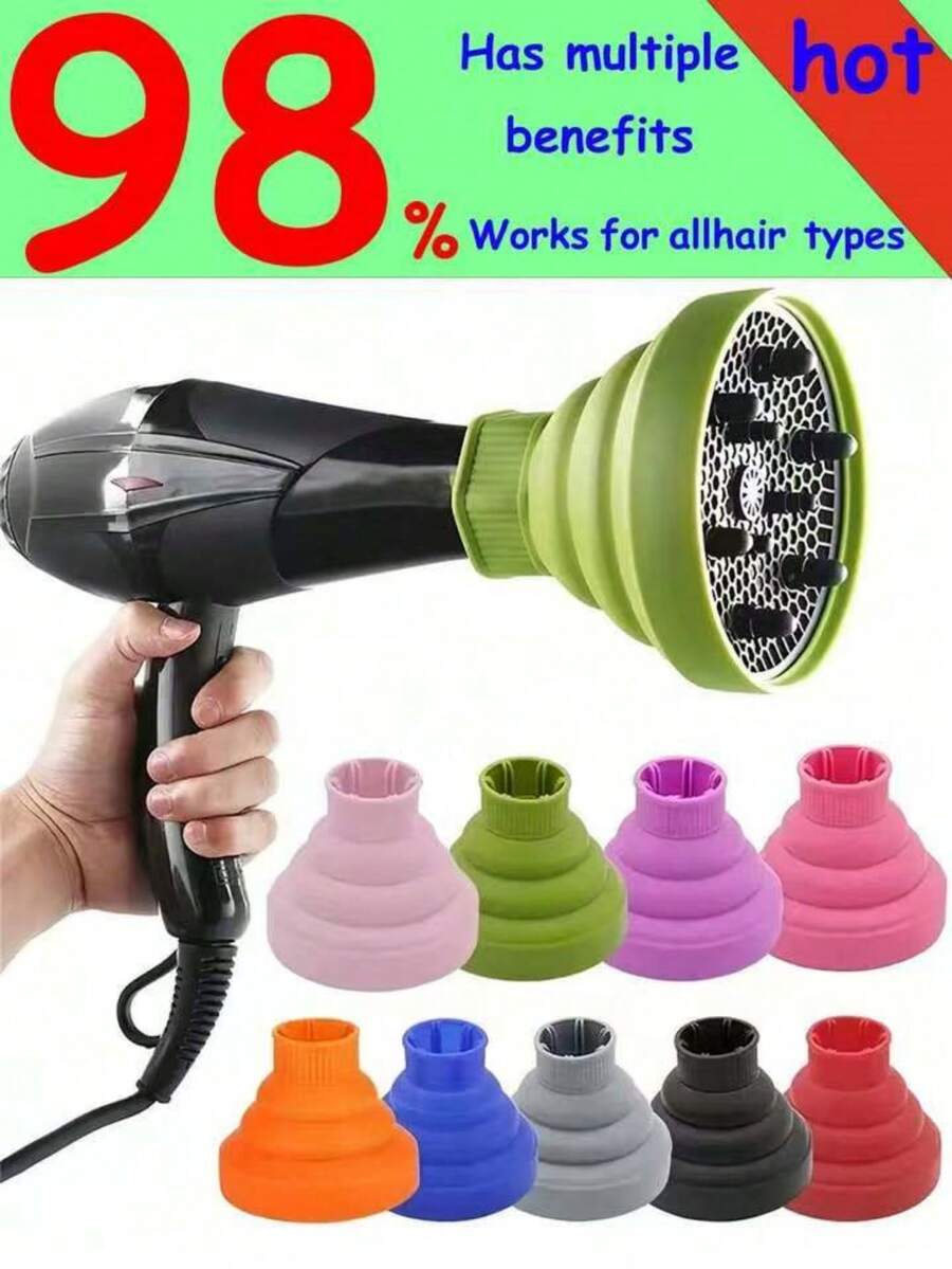 2/1pc Silicone Hair Dryer Diffuser, Universal Hair Dryer Diffuser Attachment In Black & Pink, Adjustable Temperature Resistant Diffuser, Hair Styling Tool Accessories - Multicolor - View 1