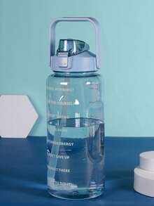 1pc 2L Sports Water Bottle, 2000ml Large Capacity Plastic Water Cup, Gym Abdominal Cup With Straw, Tumbler Water Bottle - Multicolor - View 5