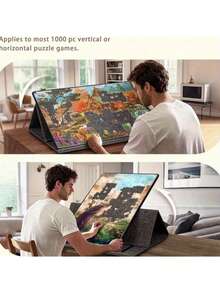 1 Set 1000 Piece Puzzle Storage Board, Tilted Puzzle Board With 2-In-1 Stand And Cover, Includes 6 Trays, Angle Adjustable, Suitable For Puzzle Party Activities And Games - Dark Grey - View 6