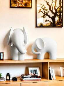 2pcs/1pc Gold Elephant Ornaments, Resin Animal Statue Arts And Crafts, Home Decoration Ornaments, Living Room Desktop, Office Desktop Layout, Winter Christmas And New Year Decoration Best Gift Birthday.