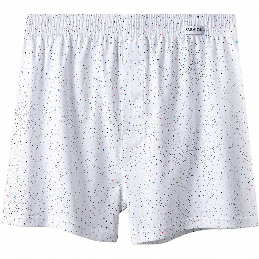 Fashion Starry Sky Pattern Classic Plus Size Men's Boxer Shorts Cotton Comfortable Four-Corner Underwear Boxer Home Shorts - trắng - Xem 1